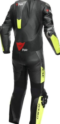 Dainese Misano 3 Perforated D-Air 1Pc Leather Suit Black/Anthracite/Fluo-Yellow> Motorpakken