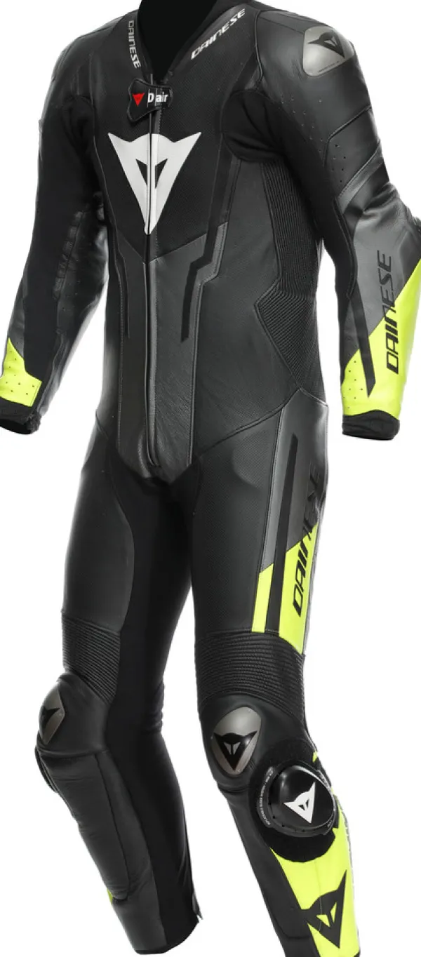 Dainese Misano 3 Perforated D-Air 1Pc Leather Suit Black/Anthracite/Fluo-Yellow> Motorpakken
