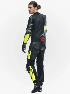 Dainese Misano 3 Perforated D-Air 1Pc Leather Suit Black/Anthracite/Fluo-Yellow><noscript><img width=
