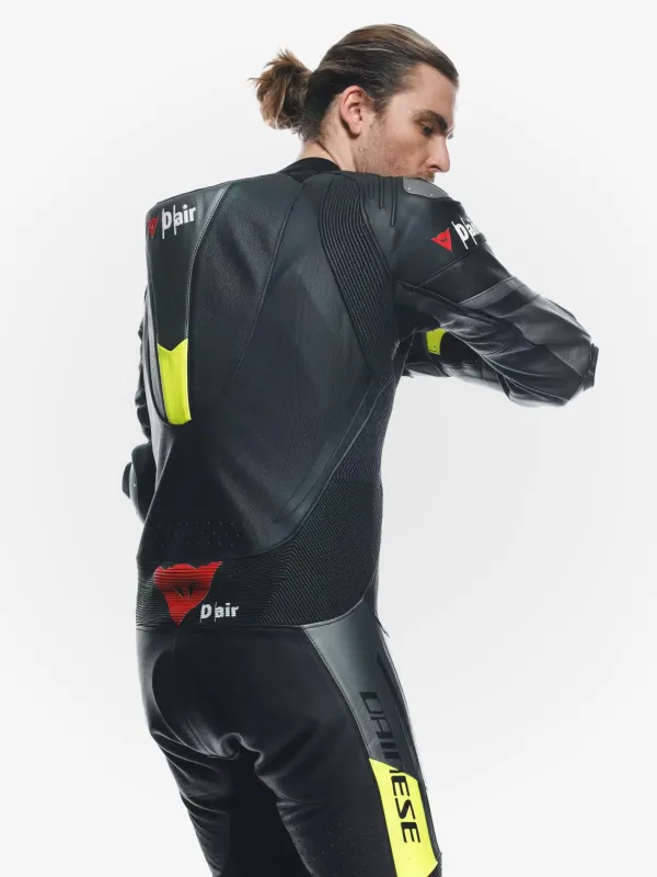Dainese Misano 3 Perforated D-Air 1Pc Leather Suit Black/Anthracite/Fluo-Yellow> Motorpakken