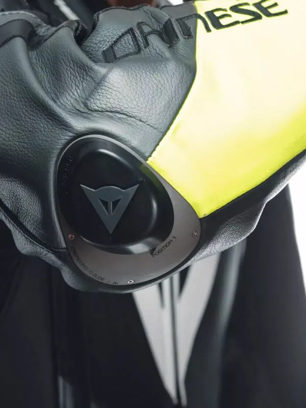 Dainese Misano 3 Perforated D-Air 1Pc Leather Suit Black/Anthracite/Fluo-Yellow> Motorpakken