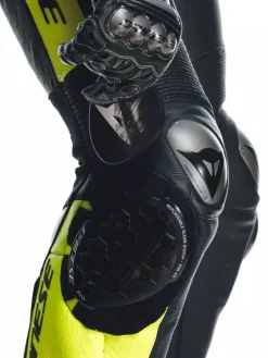 Dainese Misano 3 Perforated D-Air 1Pc Leather Suit Black/Anthracite/Fluo-Yellow><noscript><img width=