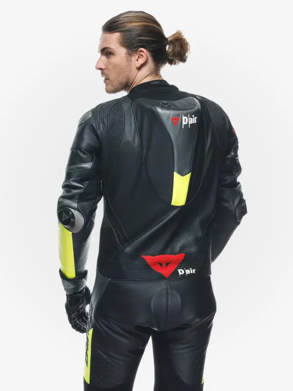 Dainese Misano 3 Perforated D-Air 1Pc Leather Suit Black/Anthracite/Fluo-Yellow> Motorpakken