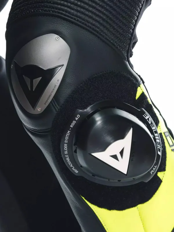 Dainese Misano 3 Perforated D-Air 1Pc Leather Suit Black/Anthracite/Fluo-Yellow> Motorpakken