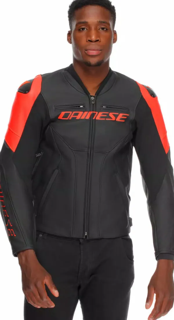 Dainese Racing 5 Motorjas Black/Black/Red-Fluo P75> Motorjassen