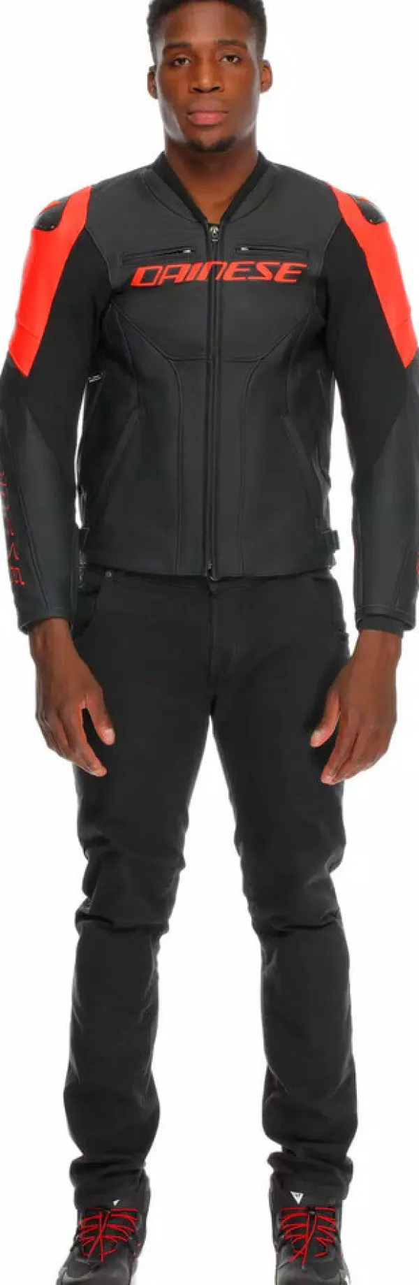 Dainese Racing 5 Motorjas Black/Black/Red-Fluo P75> Motorjassen