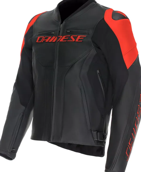 Dainese Racing 5 Motorjas Black/Black/Red-Fluo P75> Motorjassen
