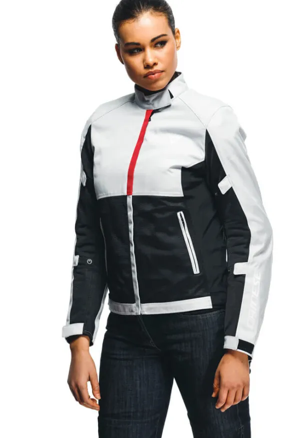 Dainese Risoluta Air Tex Lady Motorjas Glacier Gray/Lava Red 34F> Motorjassen