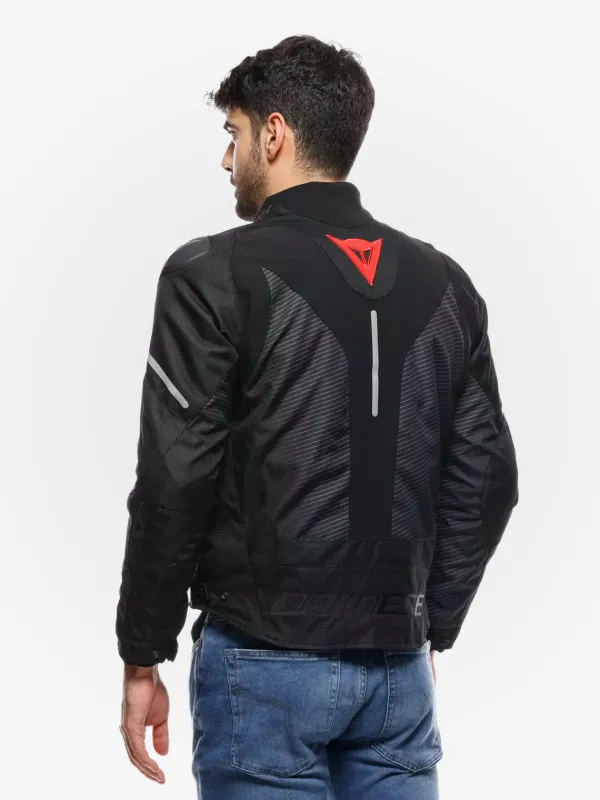 Dainese Super Sprint D-Dry Motorjas Black/Black/Red-Lava H43> Motorjassen