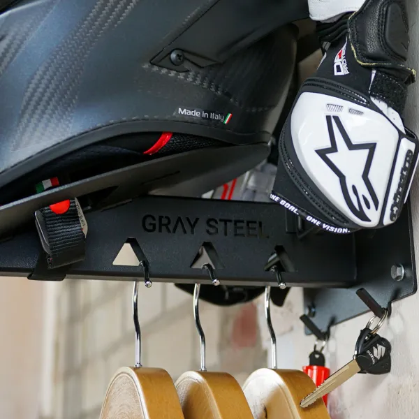 Gray Steel X7 Helmet & Gear wall mount Matt Black> Cadeaus Voor Motorrijders|Helm Houder & Kapstok