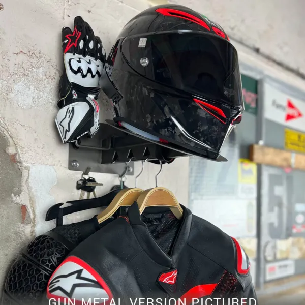 Gray Steel X7 Helmet & Gear wall mount Matt Black> Cadeaus Voor Motorrijders|Helm Houder & Kapstok