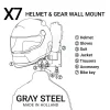 Gray Steel X7 Helmet & Gear wall mount Gun Metal> Cadeaus Voor Motorrijders|Helm Houder & Kapstok