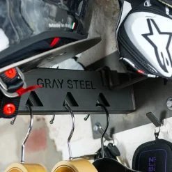 Gray Steel X7 Helmet & Gear wall mount Gun Metal> Cadeaus Voor Motorrijders|Helm Houder & Kapstok