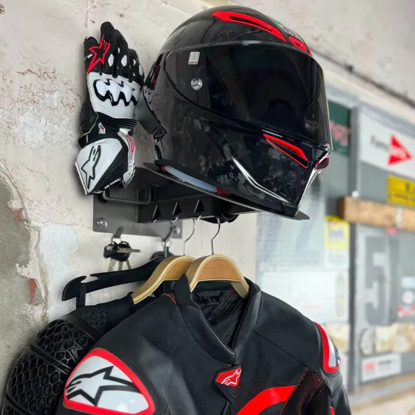 Gray Steel X7 Helmet & Gear wall mount Gun Metal> Cadeaus Voor Motorrijders|Helm Houder & Kapstok