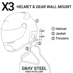 Gray Steel X3 Helmet & Gear wall mount Gun Metal><noscript><img width=