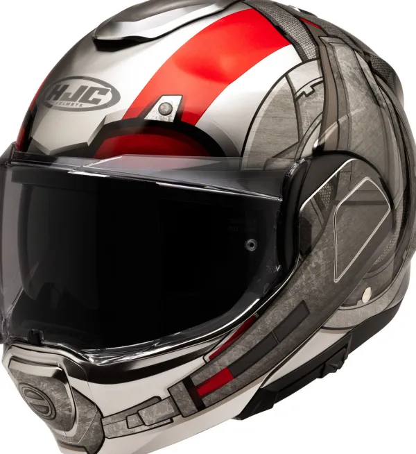 HJC F100 Ant-Man Grey/Red 831> Systeemhelmen|Helmen Met Zonnevizier