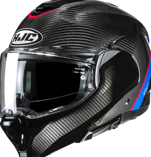 HJC F100 Carbon Stan Black/Blue 185> Systeemhelmen|Helmen Met Zonnevizier