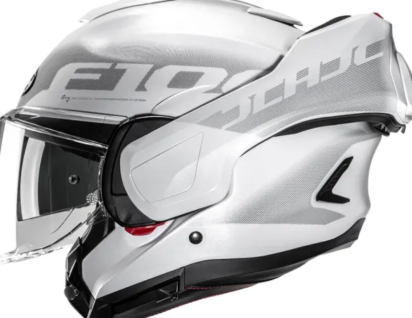 HJC F100 Hetal White/Grey 280> Systeemhelmen|Helmen Met Zonnevizier