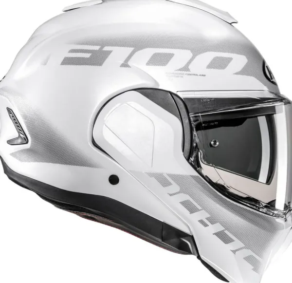 HJC F100 Hetal White/Grey 280> Systeemhelmen|Helmen Met Zonnevizier