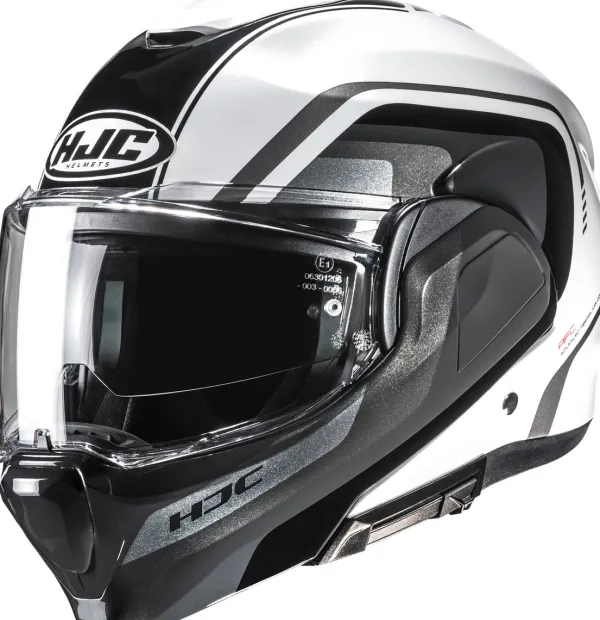 HJC F100 Reff White/Black 210> Systeemhelmen|Helmen Met Zonnevizier