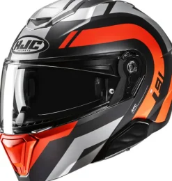 HJC i91 Arven Red/Grey 381> Systeemhelmen|Helmen Met Zonnevizier