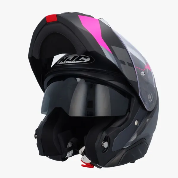 HJC i91 Carst Grey/Pink> Systeemhelmen|Helmen Met Zonnevizier