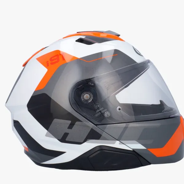 HJC i91 Carst White/Orange> Systeemhelmen|Helmen Met Zonnevizier