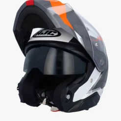 HJC i91 Carst White/Orange> Systeemhelmen|Helmen Met Zonnevizier