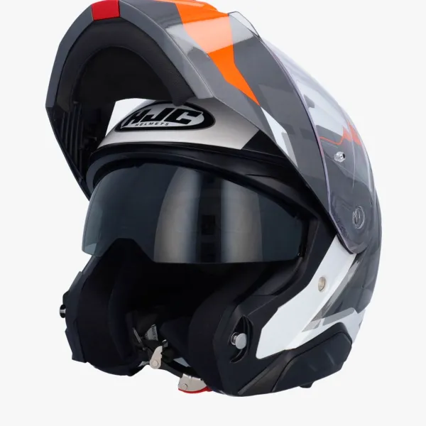 HJC i91 Carst White/Orange> Systeemhelmen|Helmen Met Zonnevizier
