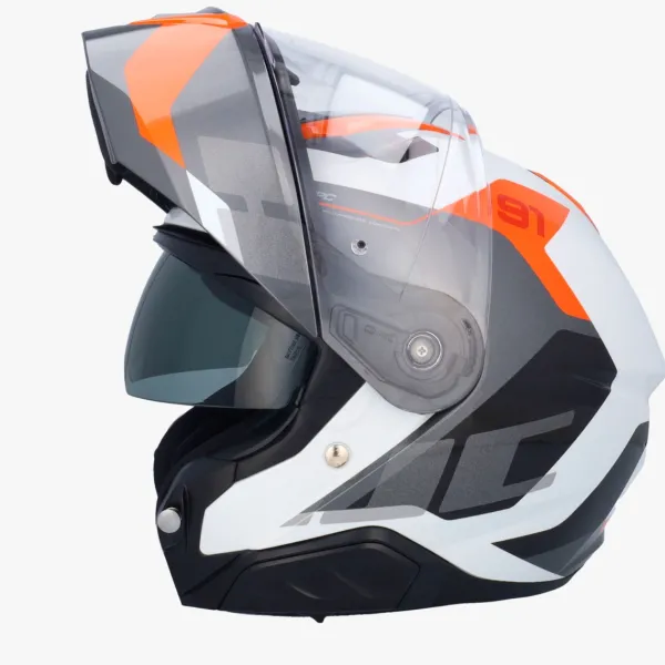 HJC i91 Carst White/Orange> Systeemhelmen|Helmen Met Zonnevizier
