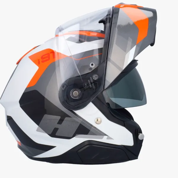 HJC i91 Carst White/Orange> Systeemhelmen|Helmen Met Zonnevizier