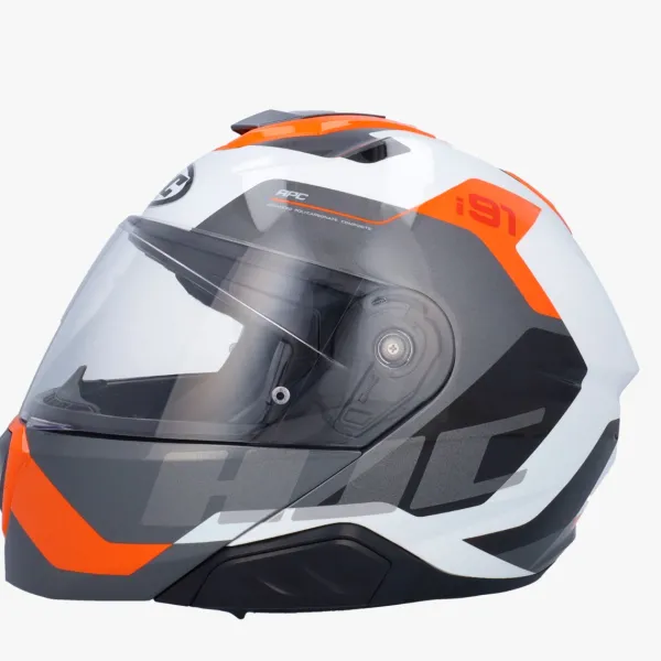 HJC i91 Carst White/Orange> Systeemhelmen|Helmen Met Zonnevizier