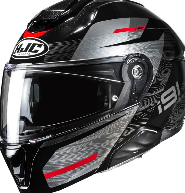 HJC i91 Dusk Black/Red 183> Systeemhelmen|Helmen Met Zonnevizier