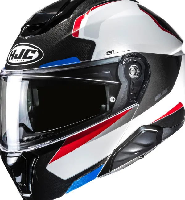 HJC i91 Felio White/Red 231> Systeemhelmen|Helmen Met Zonnevizier