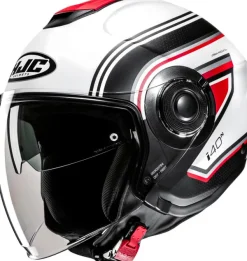 HJC i40N Linia White/Red 213> Helmen Met Zonnevizier|Bluetooth Helmen