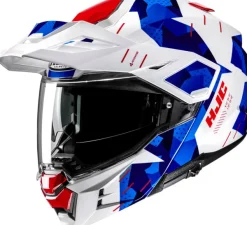 HJC i80 Roki White/Blue 253> Systeemhelmen|Helmen Met Zonnevizier