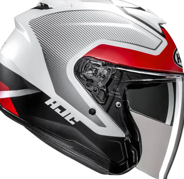 HJC i31 Tevis White/Red 231> Helmen Met Zonnevizier|Bluetooth Helmen