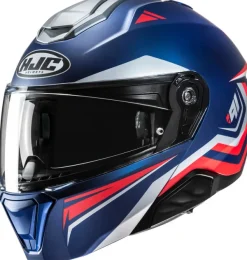 HJC i91 Tricus Blue/Red 532> Systeemhelmen|Helmen Met Zonnevizier
