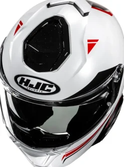 HJC i91 Tricus White/Red 231> Systeemhelmen|Helmen Met Zonnevizier