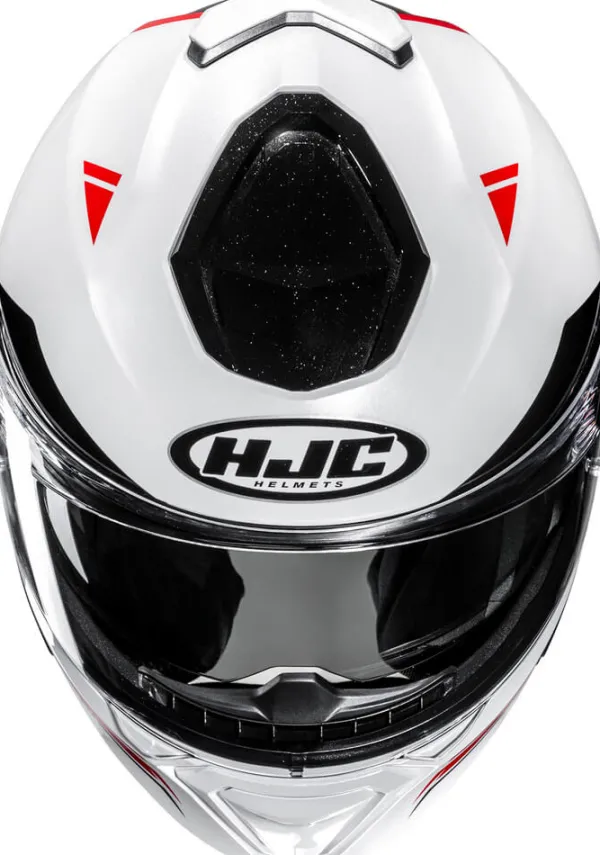 HJC i91 Tricus White/Red 231> Systeemhelmen|Helmen Met Zonnevizier