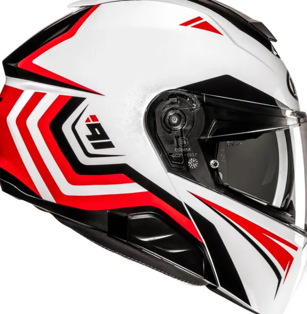 HJC i91 Tricus White/Red 231> Systeemhelmen|Helmen Met Zonnevizier