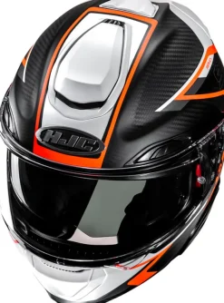 HJC RPHA-91 Carbon Grey/Orange 833> Systeemhelmen|Helmen Met Zonnevizier