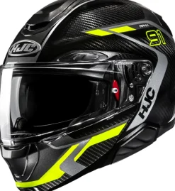 HJC RPHA-91 Carbon Grey/Yellow 878> Systeemhelmen|Helmen Met Zonnevizier