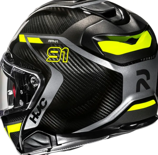 HJC RPHA-91 Carbon Grey/Yellow 878> Systeemhelmen|Helmen Met Zonnevizier
