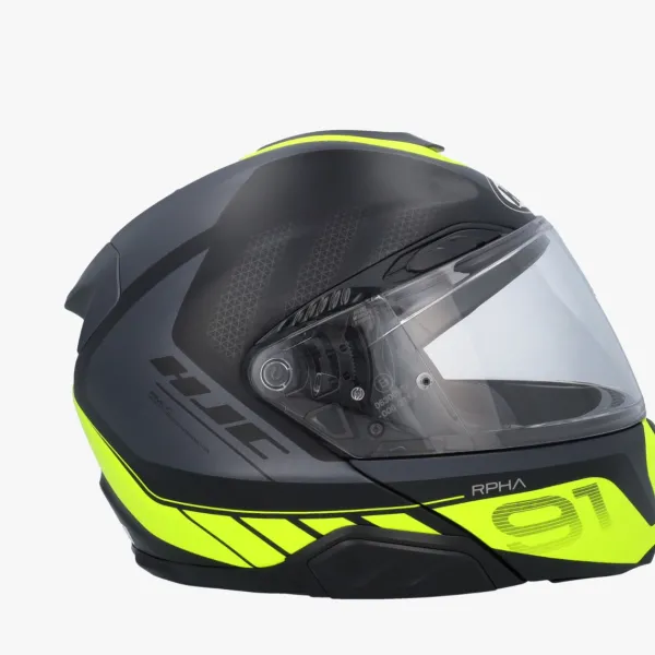HJC RPHA-91 Rafino Black/Yellow 178> Systeemhelmen|Helmen Met Zonnevizier