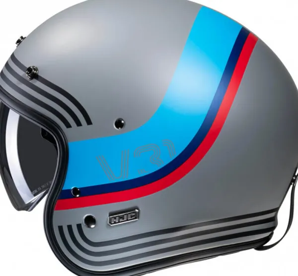 HJC V31 Byron Grey/Blue 853> Retro Helmen|Helmen Met Zonnevizier