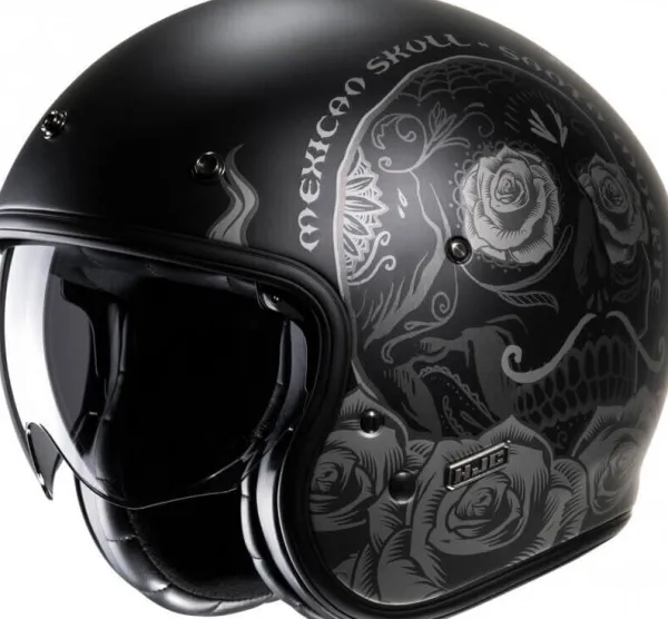 HJC V31 Desto Black/Grey 180> Retro Helmen|Helmen Met Zonnevizier