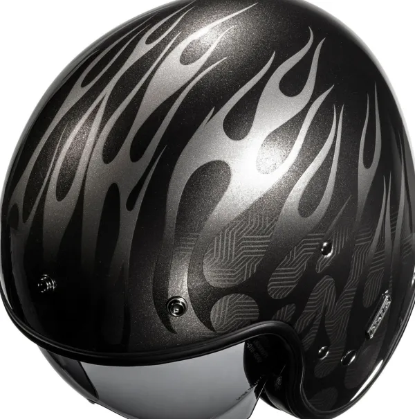 HJC V31 Firo Black/Grey 180> Retro Helmen|Helmen Met Zonnevizier