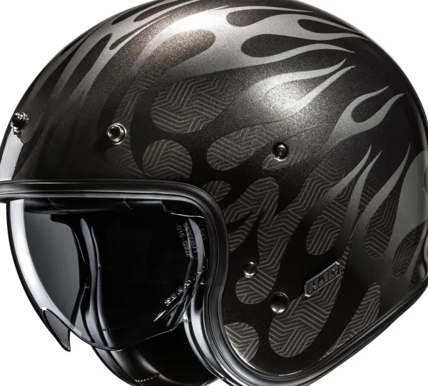 HJC V31 Firo Black/Grey 180> Retro Helmen|Helmen Met Zonnevizier
