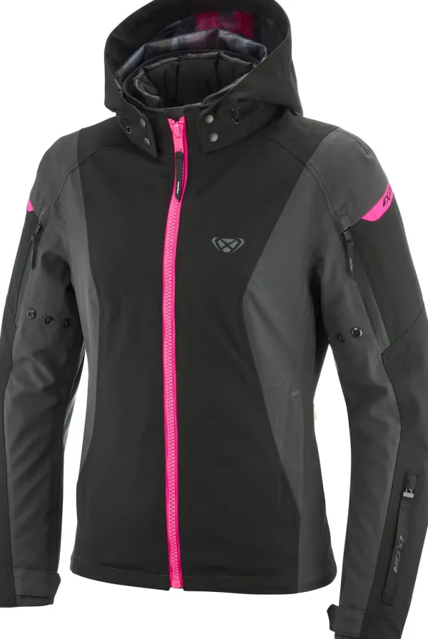 Ixon Burning Lady Motorjas Anthracite/Black/Pink> Motorjassen